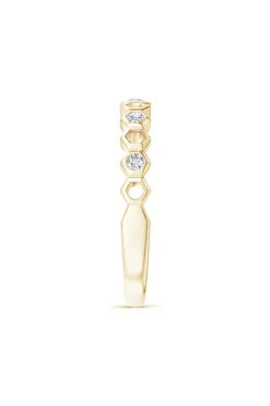 Indochine 14k Hexagon Alternating 5-Diamond Ring