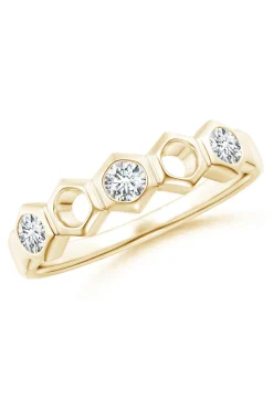 Indochine 14k Hexagon Alternating 3-Diamond Ring