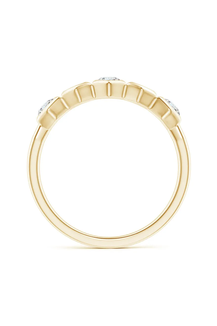 Indochine 14k Hexagon Alternating 3-Diamond Ring