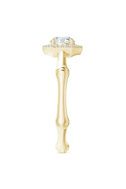 Indochine 14k Hexagon Diamond Pave Halo Bamboo Ring