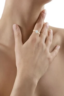 Indochine 14k Hexagon Diamond Pave Halo Bamboo Ring