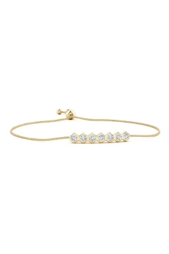 Indochine 14k 7-Hexagon Diamond Bar Bolo Bracelet