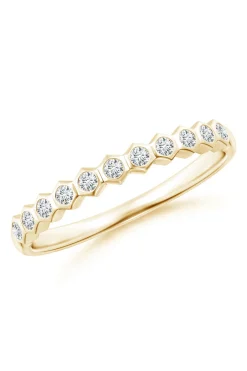 Indochine 14k Hexagon 11-Diamond Stacking Ring