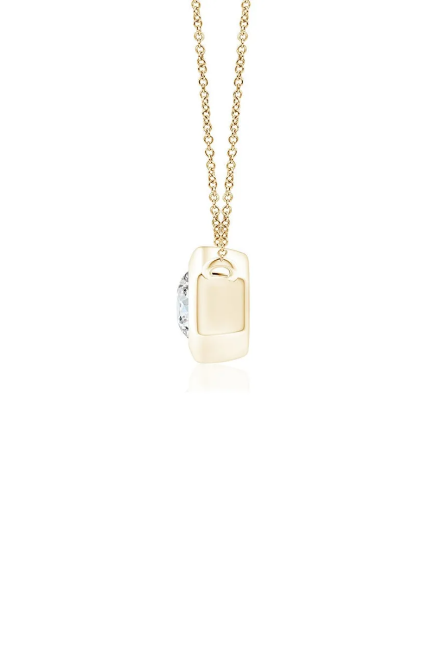 Indochine 14k Hexagon Frame Diamond Solitaire Necklace