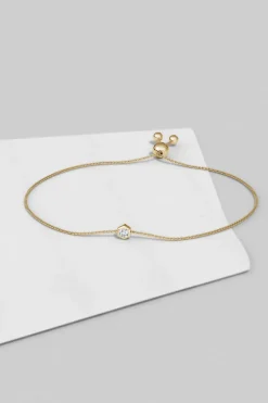 Indochine 14k Hexagon Frame Diamond Solitaire Bolo Bracelet