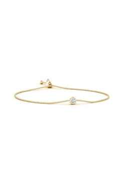 Indochine 14k Hexagon Frame Diamond Solitaire Bolo Bracelet