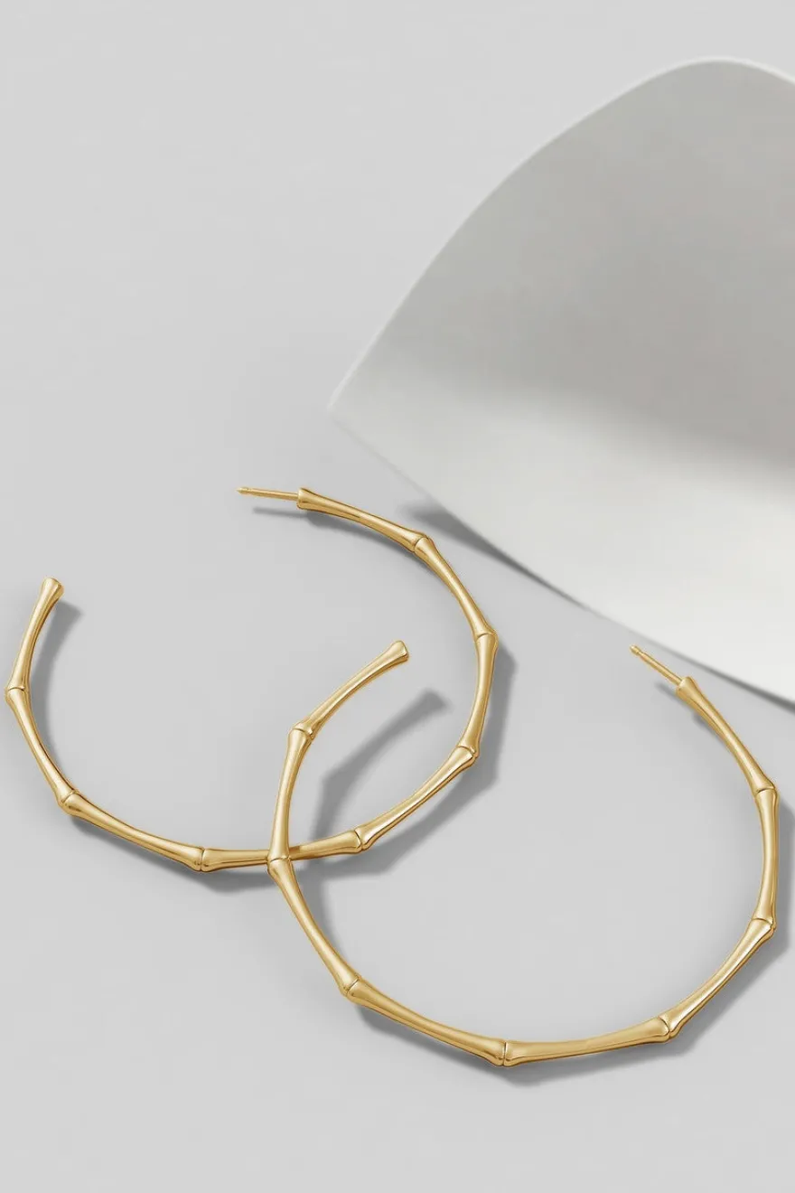 Indochine 14k Large 2.75 Inch Bamboo Hoops