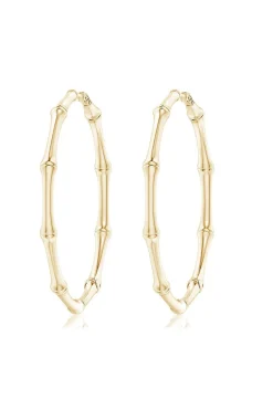 Indochine 14k Medium Bamboo Full Circle Hoop Earrings