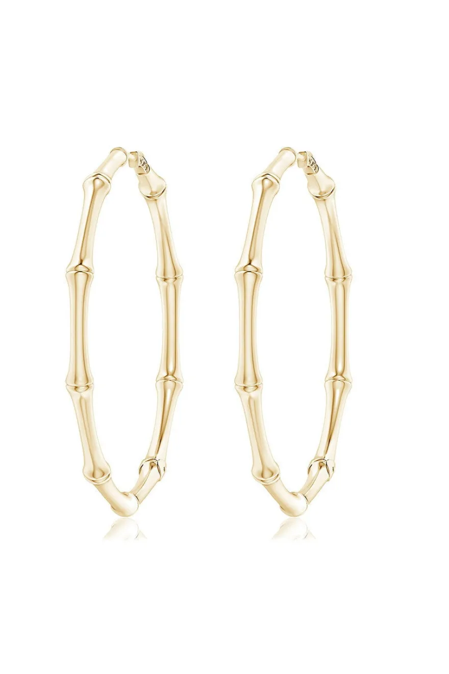 Indochine 14k Medium Bamboo Full Circle Hoop Earrings