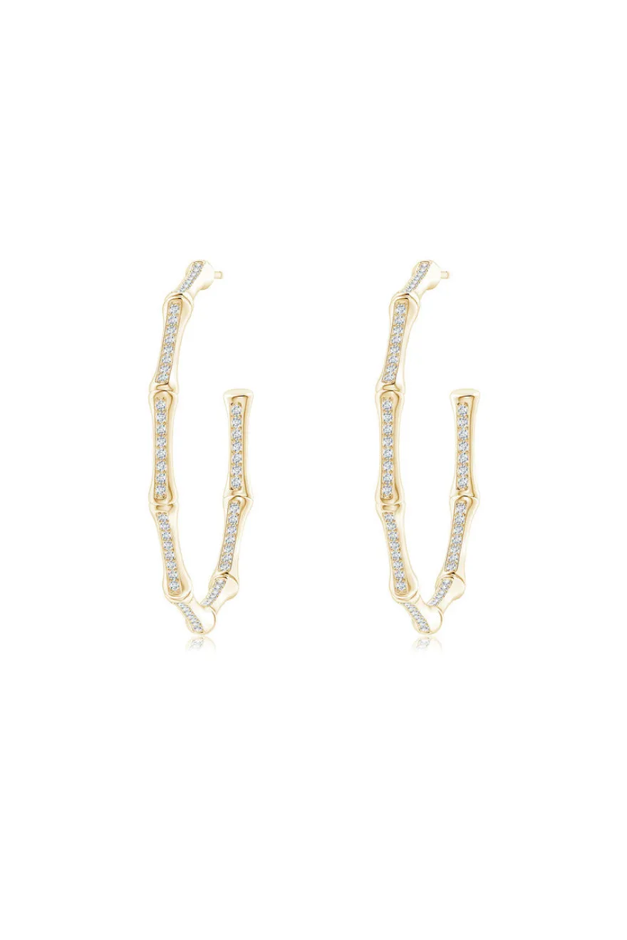 Indochine 14k Medium Pave Diamond Hoop Earrings