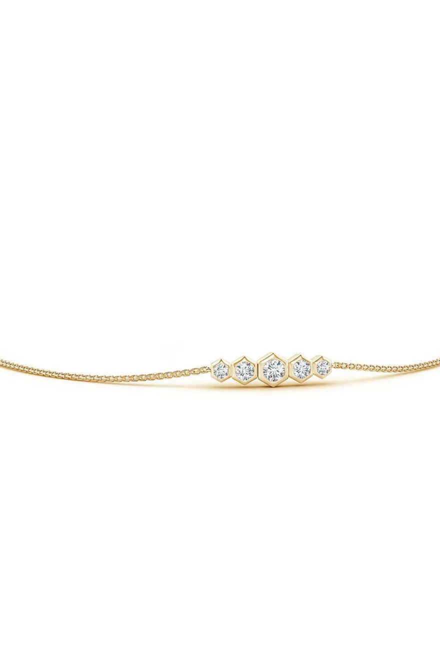 Indochine 14k Tapering Hexagon Diamond Bar Bracelet