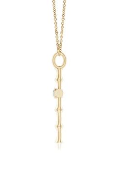 Indochine Spirit 14k Bamboo Cross Diamond Pendant Necklace