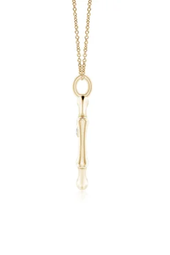 Indochine Spirit 14k Bamboo Frame Cross Diamond Pendant Necklace