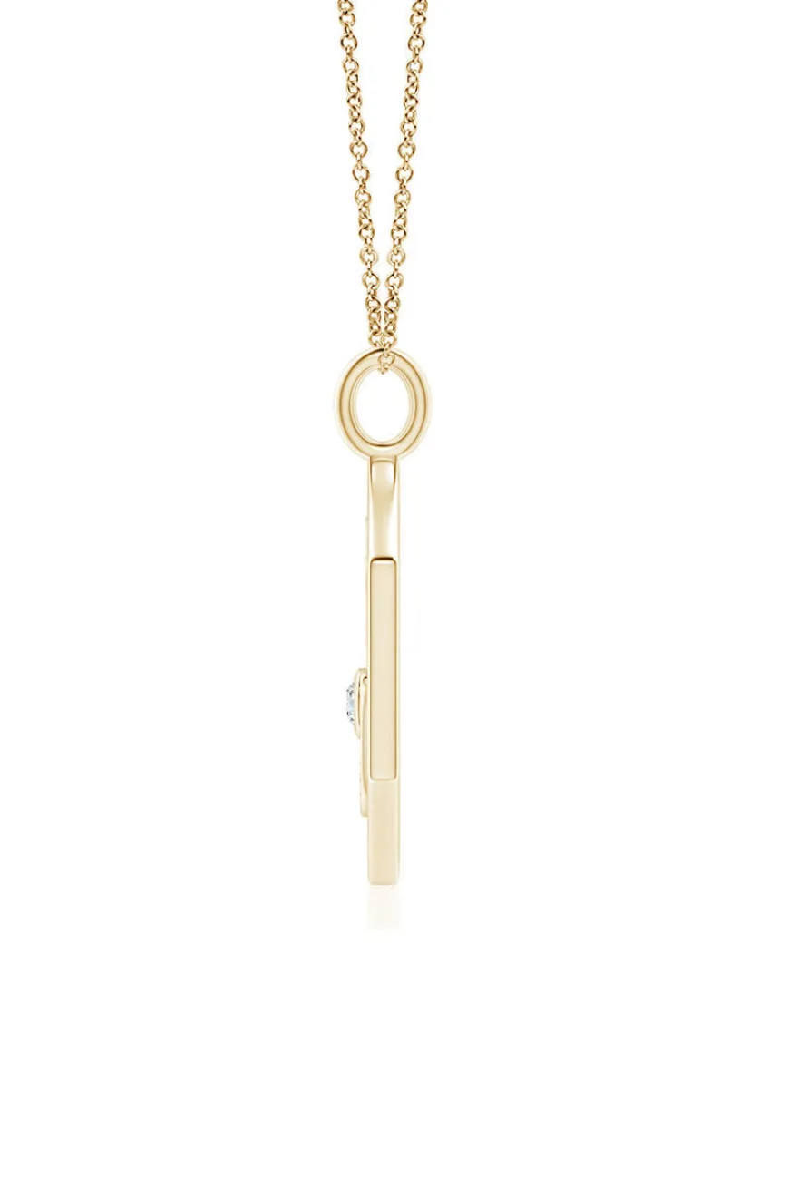 Indochine Spirit 14k Hexagon Frame Hamsa Pave Diamond Pendant Necklace