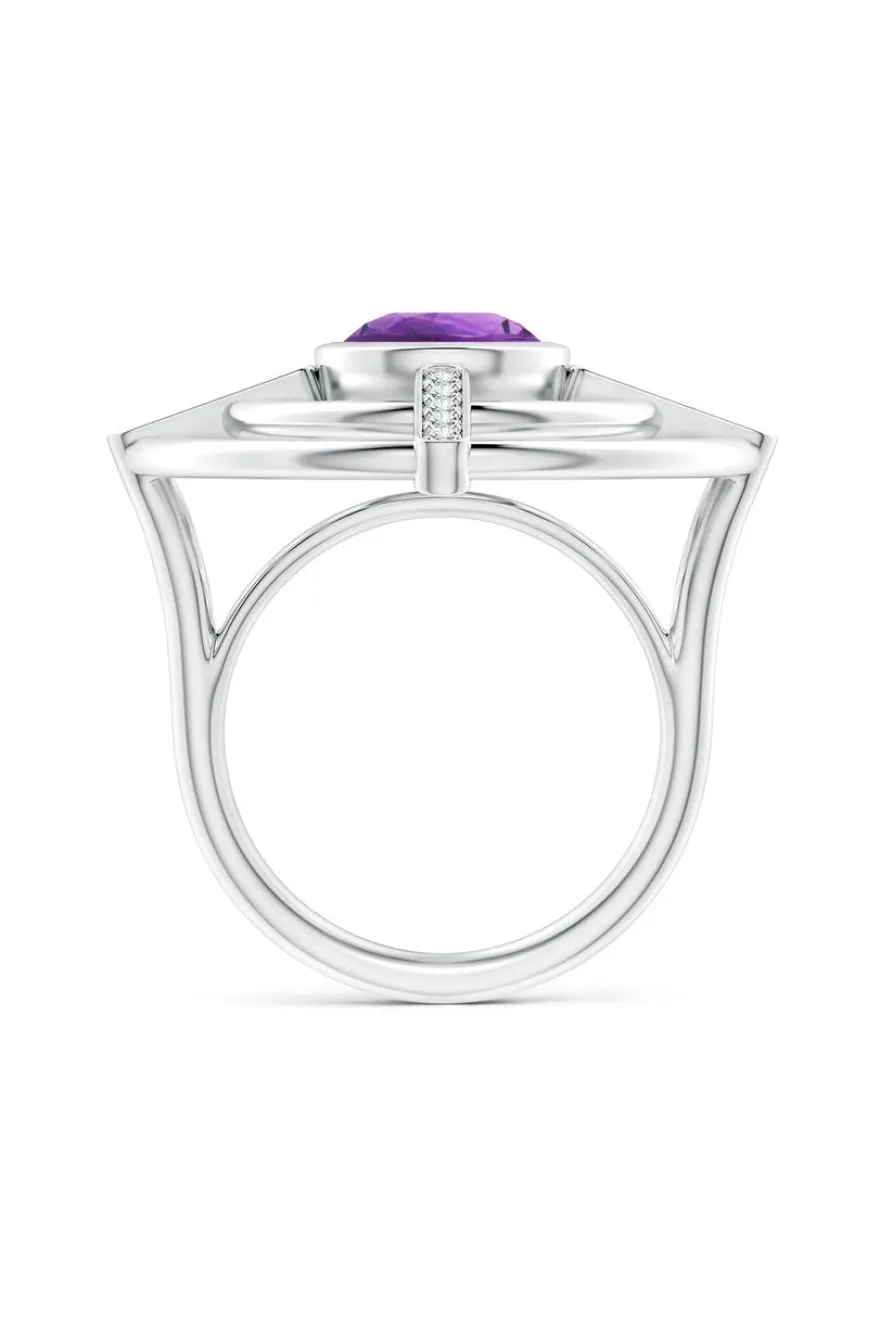 Infinity Concentric Circle 14K Gold and Amethyst Ring