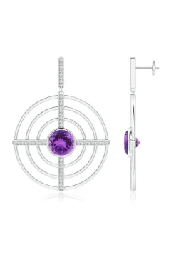Infinity Concentric Circle 14K Gold and Amethyst Earrings