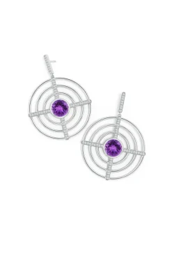 Infinity Concentric Circle 14K Gold and Amethyst Earrings