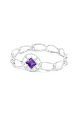 Infinity Concentric Circle 14K Gold and Amethyst Bracelet