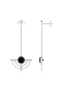 Infinity Half Concentric 14K Gold and Black Onyx Dangle Earrings