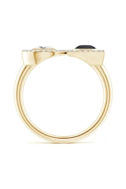 Infinity 14K Gold with Black & White Diamond Two Stone Statement Ring