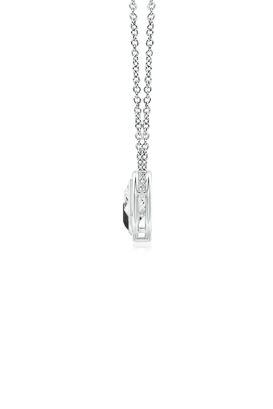 Infinity 14K Gold with Black & White Diamond Three Stone Necklace