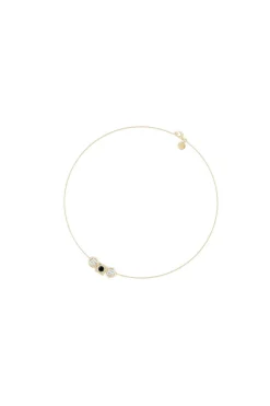 Infinity 14K Gold with Black & White Diamond Three Stone Necklace