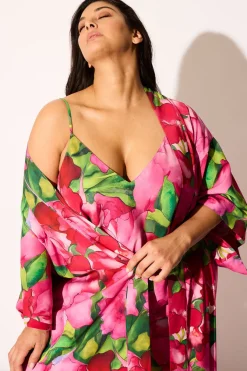 Isla Printed Satin Robe