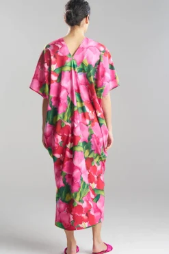 Isla Printed Satin V-Neck Caftan