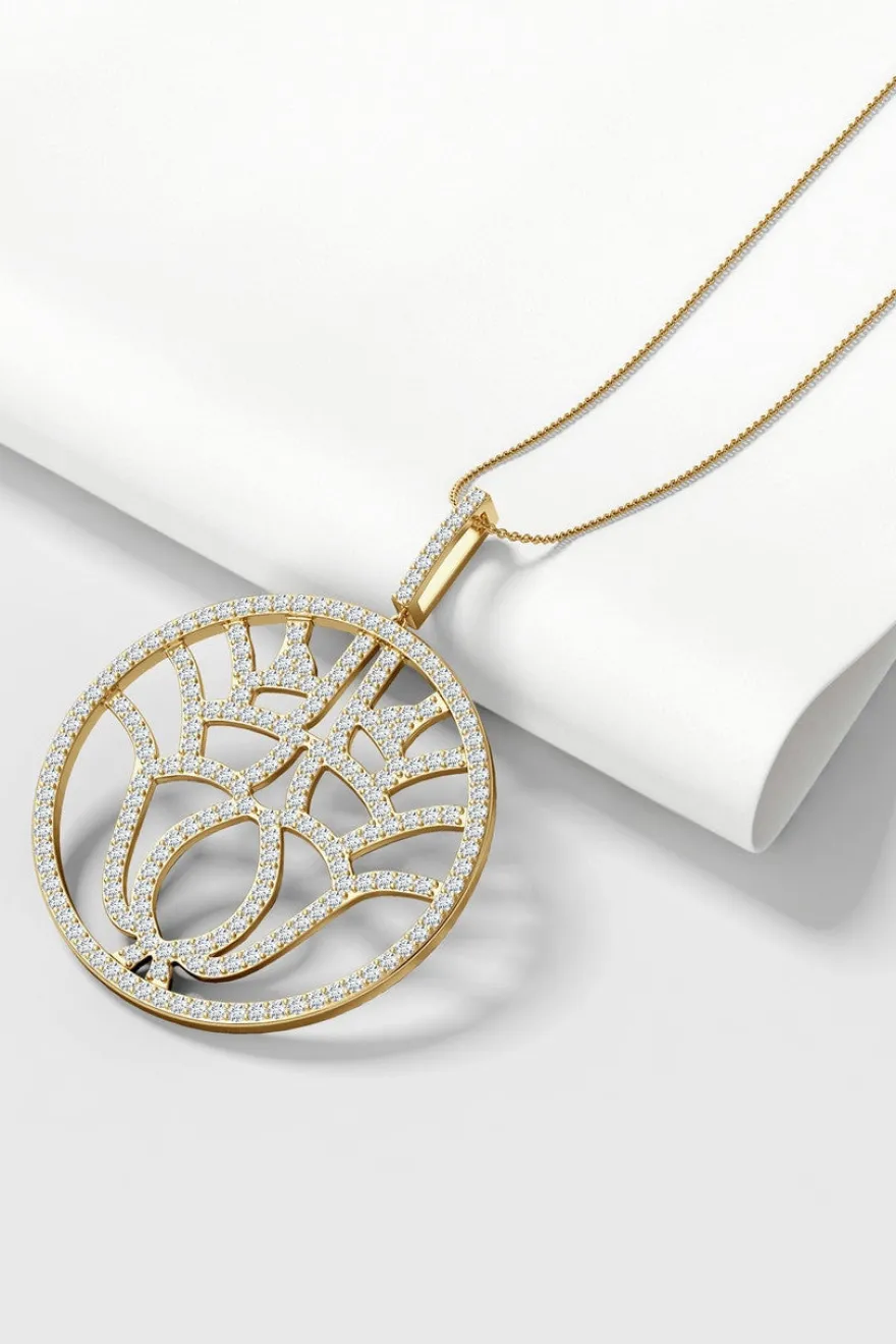 Kamon 14k Open Diamond Pendant Necklace