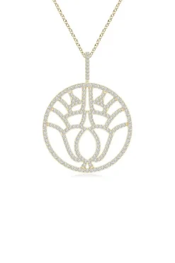 Kamon 14k Open Diamond Pendant Necklace