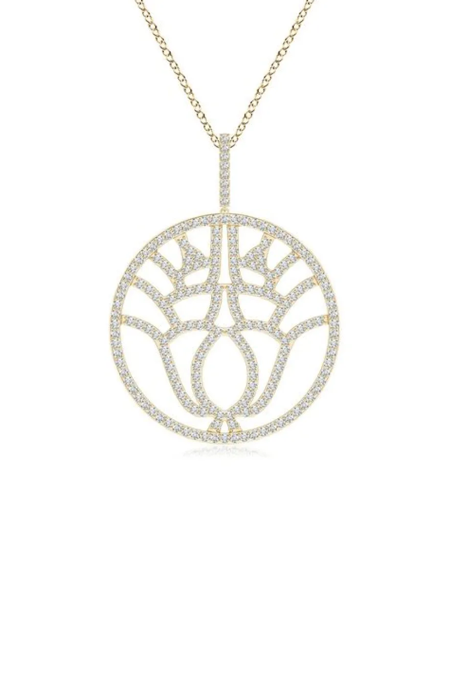 Kamon 14k Open Diamond Pendant Necklace