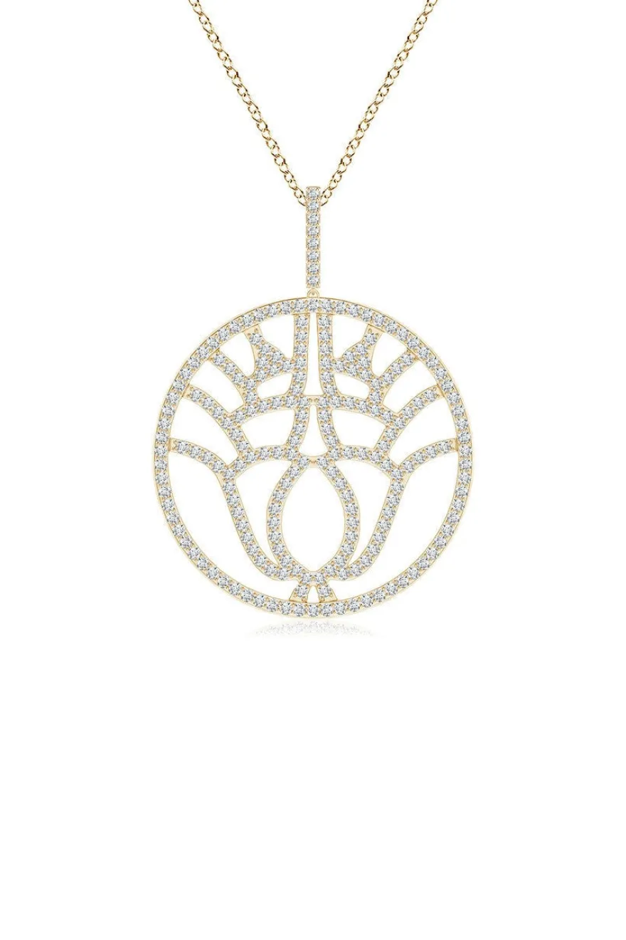 Kamon 14k Open Diamond Pendant Necklace