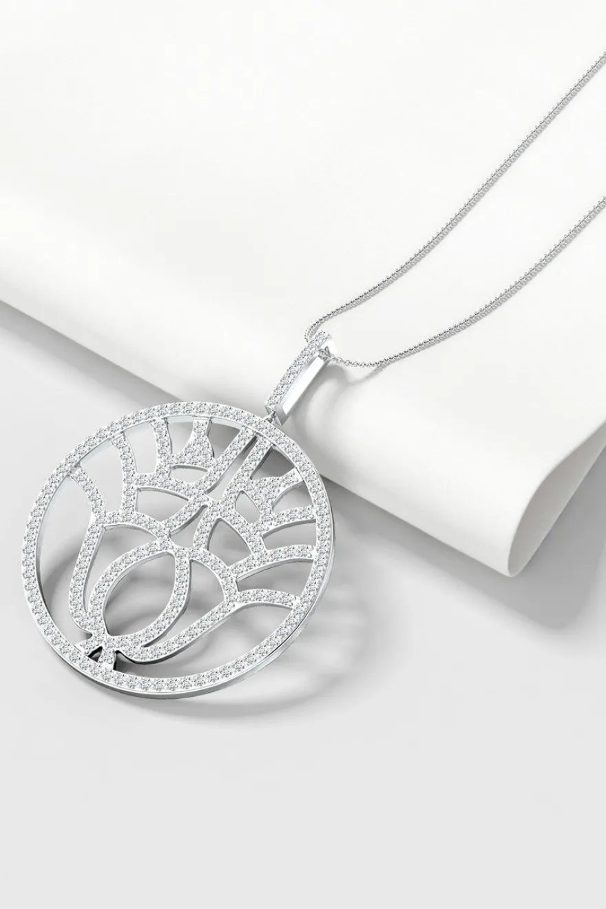 Kamon 14k Open Diamond Pendant Necklace