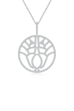 Kamon 14k Open Diamond Pendant Necklace
