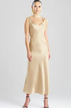Key Backless Silk Slip Dress