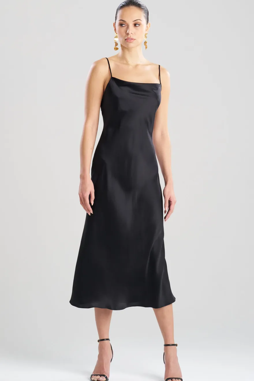 Key Cowl Neck Silk Slip Dress
