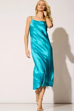 Key Cowl Neck Silk Slip Dress