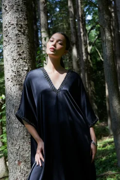 Key Essentials Embellished Cocoon Silk Caftan