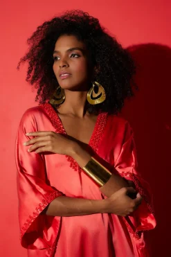 Key Essentials Embellished Cocoon Silk Caftan
