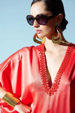 Key Essentials Embellished Cocoon Silk Caftan