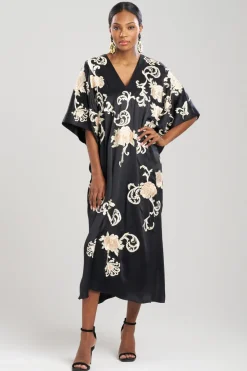 Key Essentials Embroidered Floral Silk Caftan