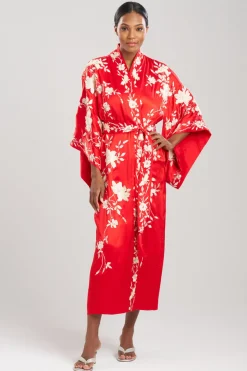 Key Essentials Embroidered Kimono Tassel Silk Robe