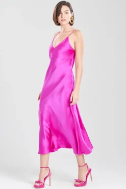 Key Essentials Sheath Flounce Silk Slip Dress