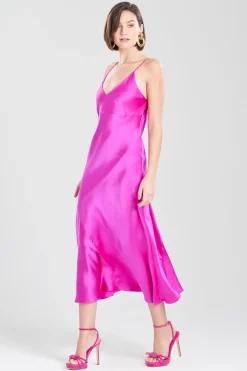 Key Essentials Sheath Flounce Silk Slip Dress