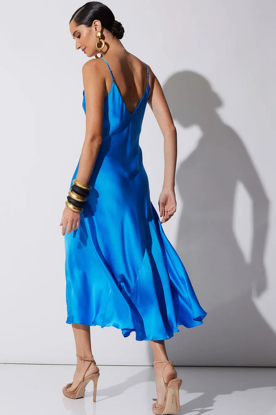 Key Essentials Sheath Flounce Silk Slip Dress