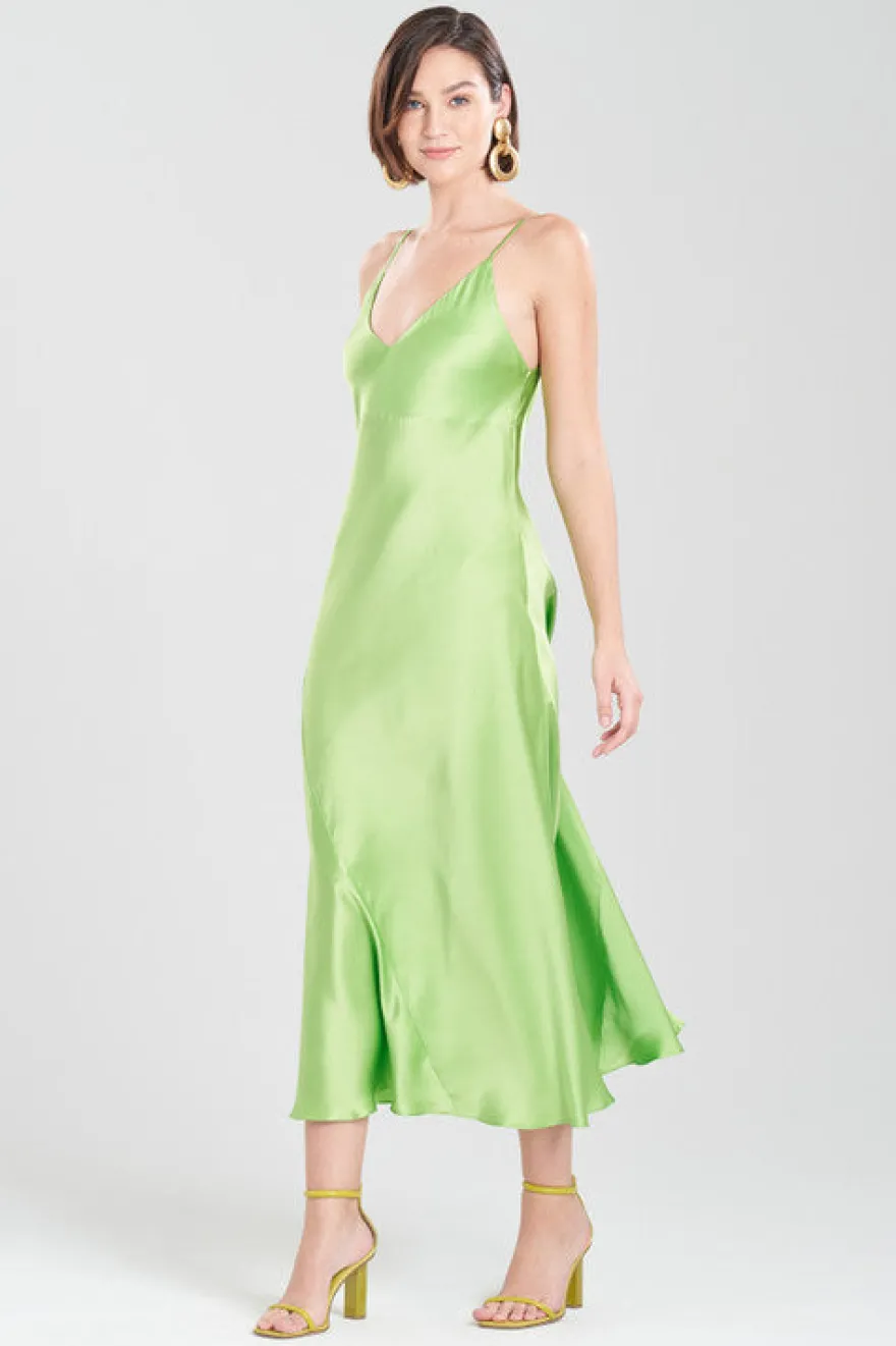 Key Essentials Sheath Flounce Silk Slip Dress