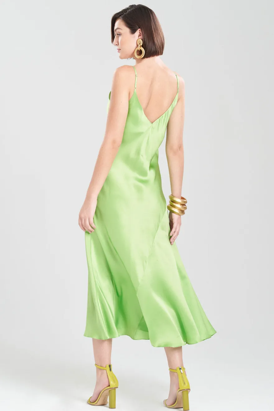 Key Essentials Sheath Flounce Silk Slip Dress