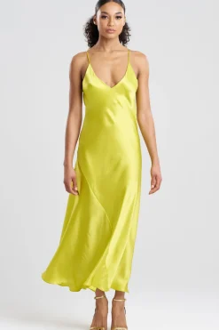 Key Essentials Sheath Flounce Silk Slip Dress