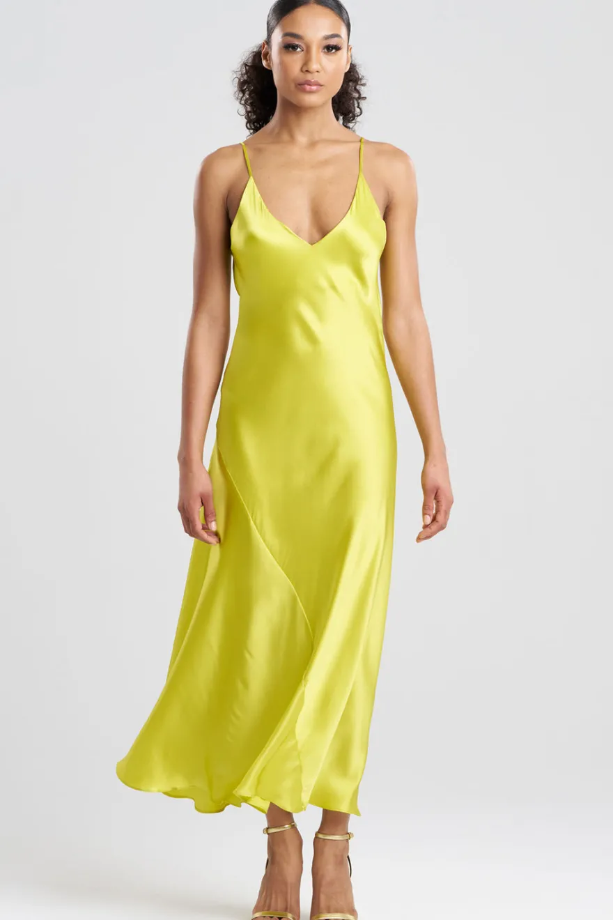 Key Essentials Sheath Flounce Silk Slip Dress