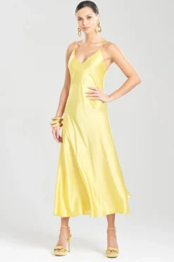 Key Essentials Sheath Flounce Silk Slip Dress
